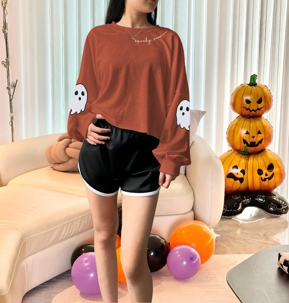 Graphic Halloween Crop Sweatshirt