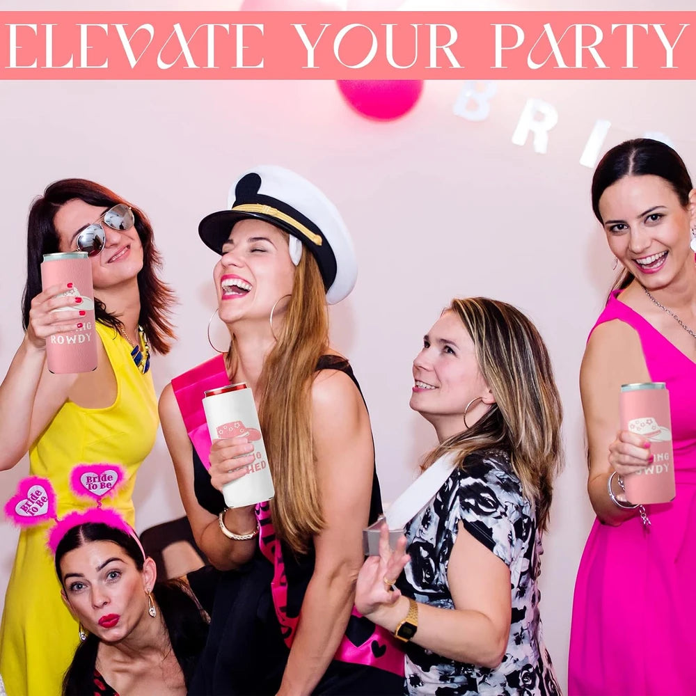 Pink Bachelorette Can Cooler Set