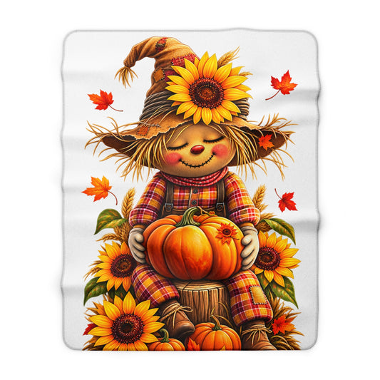 Sherpa Blanket — Autumn Scarecrow & Sunflowers Fall Throw