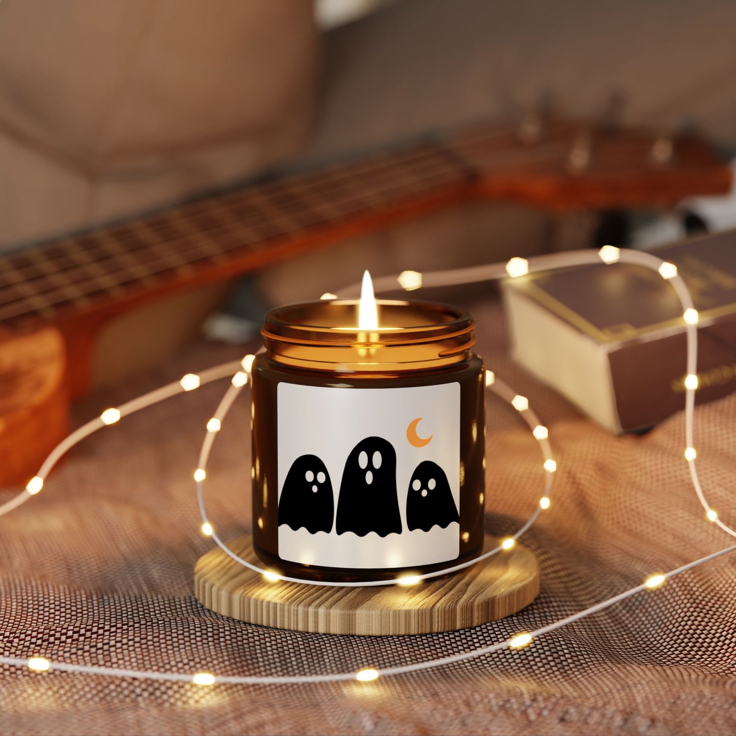 Halloween Ghosts Soy Candle — Amber Jar Scented Candle (Multi-Size)