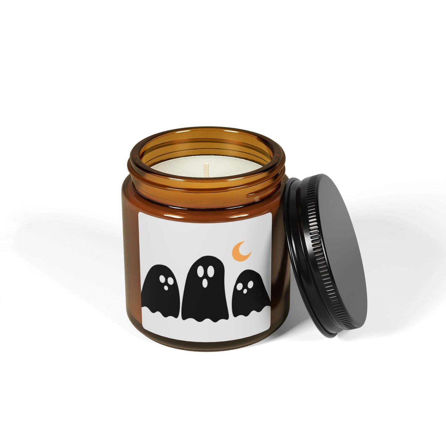 Halloween Ghosts Soy Candle — Amber Jar Scented Candle (Multi-Size)