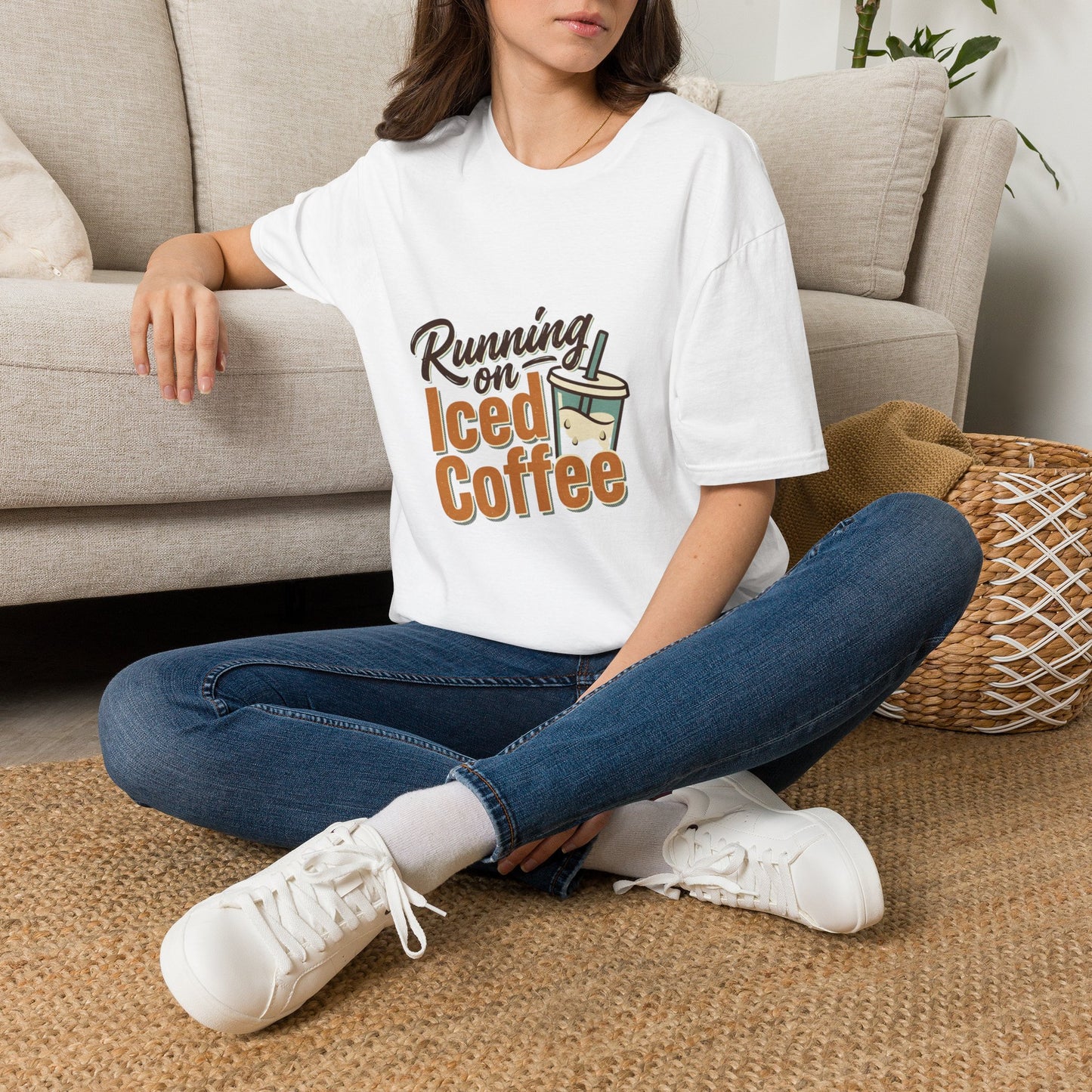 Iced Coffee T-Shirt — "Running on Iced Coffee" Graphic Tee