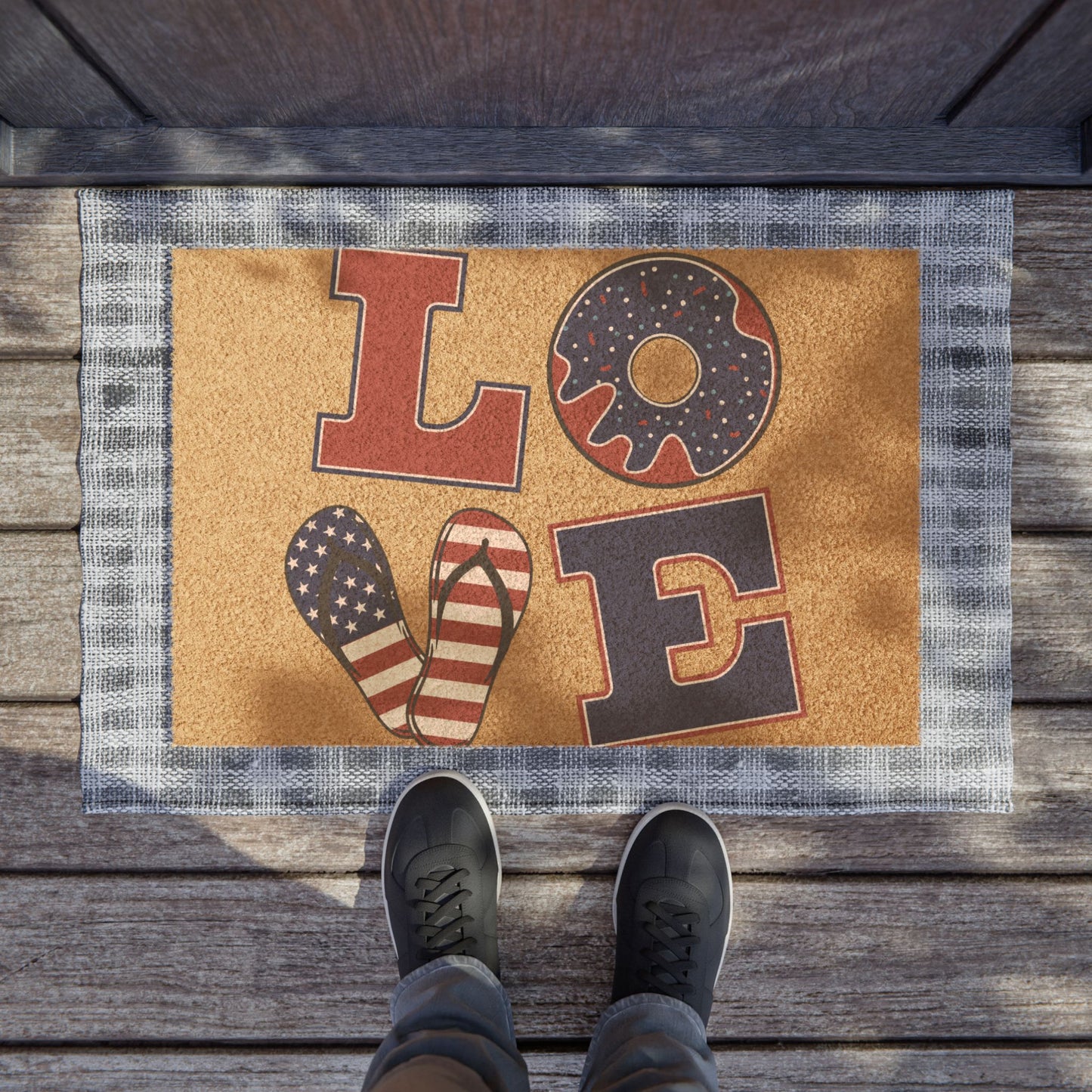 Patriotic 'LOVE' Doormat – Americana Flip-Flop