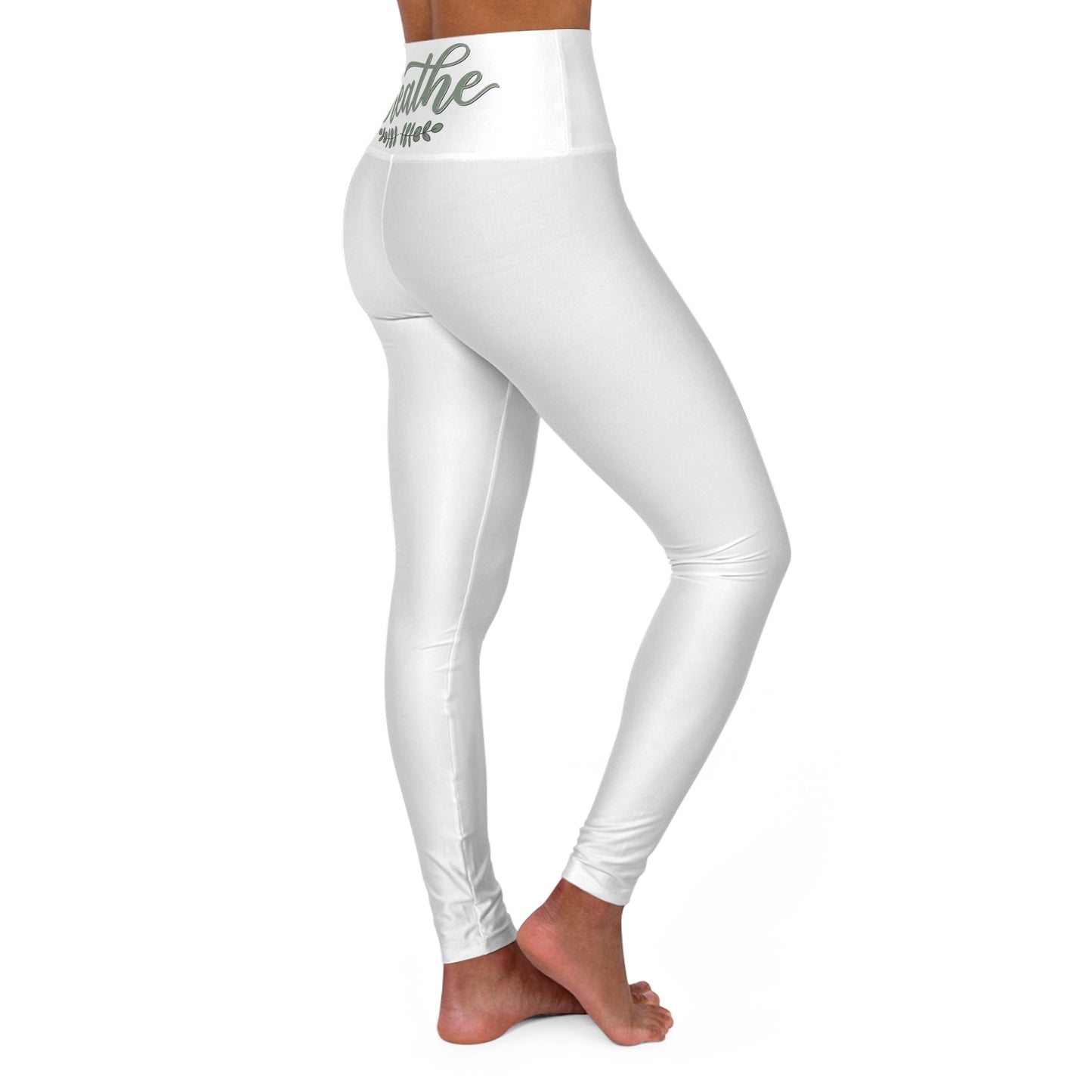 High-Waisted Yoga Leggings — ‘Breathe’ Back Script Activewear