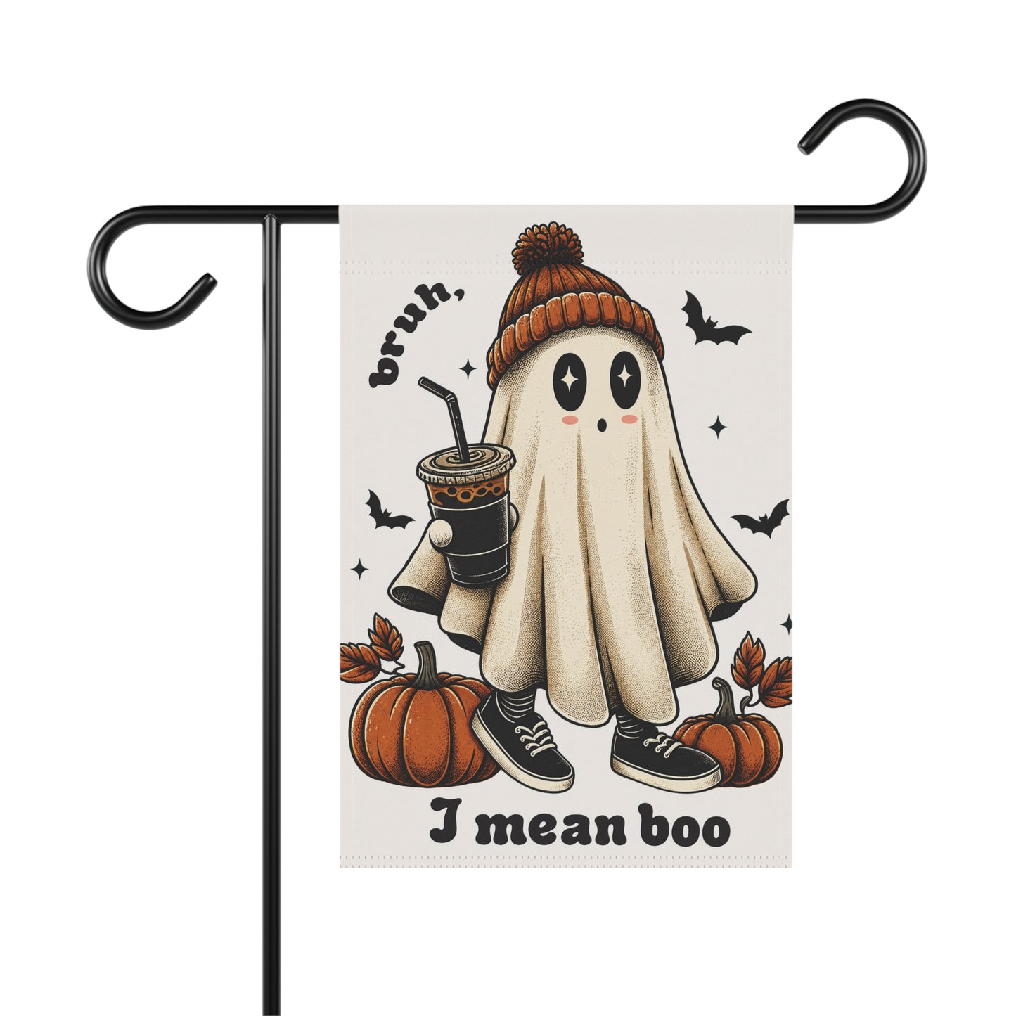 Halloween Garden Flag - Cute Ghost "I Mean Boo" Pumpkin Yard Banner