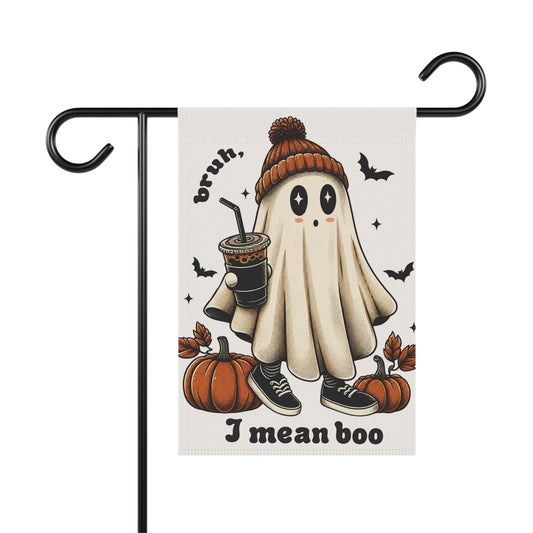 Halloween Garden Flag - Cute Ghost "I Mean Boo" Pumpkin Yard Banner
