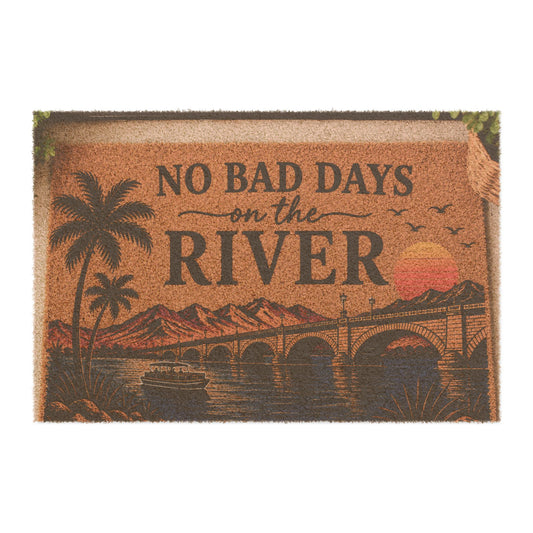 Doormat — "No Bad Days on the River" Rustic Riverfront Welcome Mat