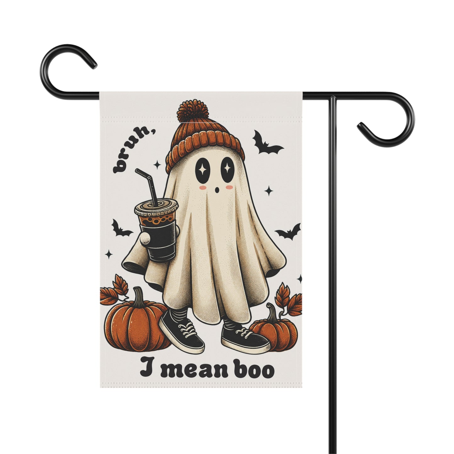 Halloween Garden Flag - Cute Ghost "I Mean Boo" Pumpkin Yard Banner