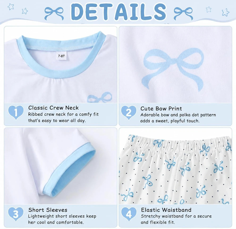 KIDLAGA Bow Print Flare Pant Set