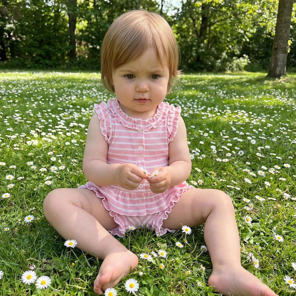 Striped Cotton Toddler Girl Shorts Set
