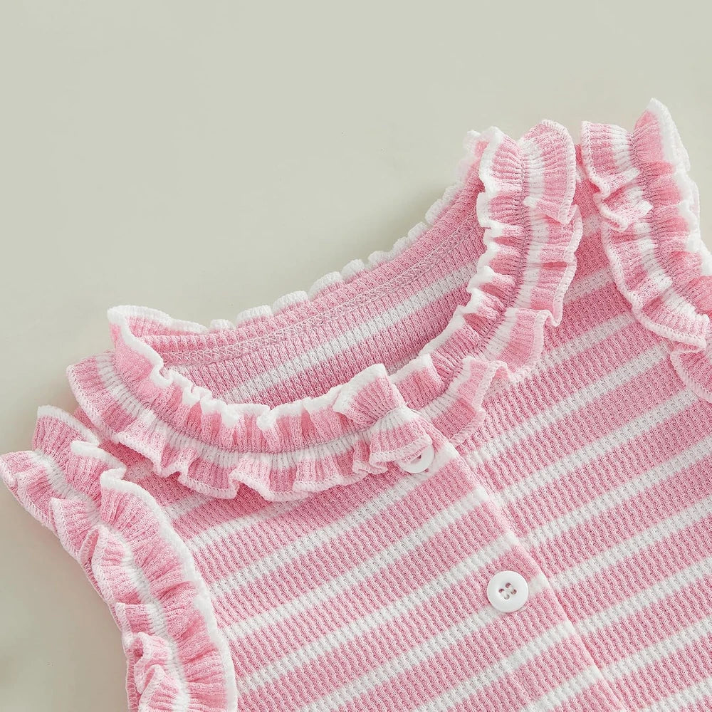 Striped Cotton Toddler Girl Shorts Set