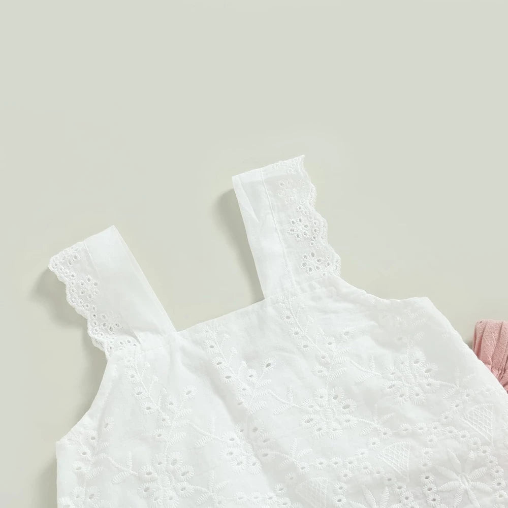 Baby Girl Lace Crop Top And Flare Pants Set