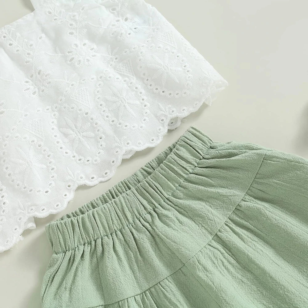 Baby Girl Lace Crop Top And Flare Pants Set