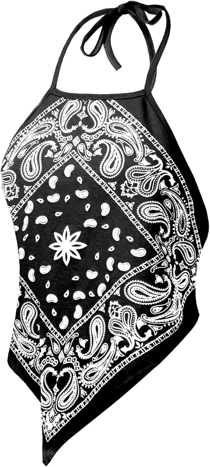 Paisley Bandana Halter Crop Top