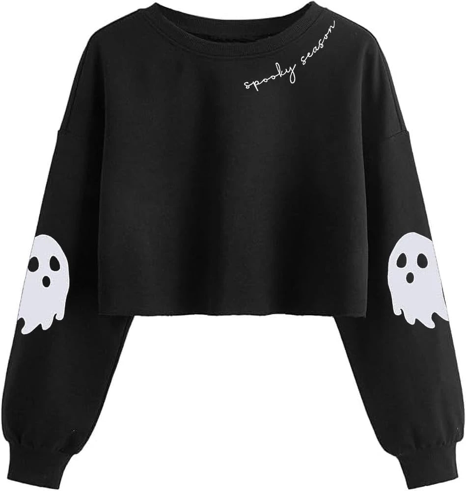 Spooky Graphic Crop Sweatshirt