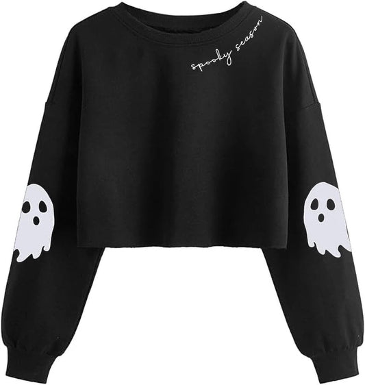 Spooky Graphic Crop Sweatshirt