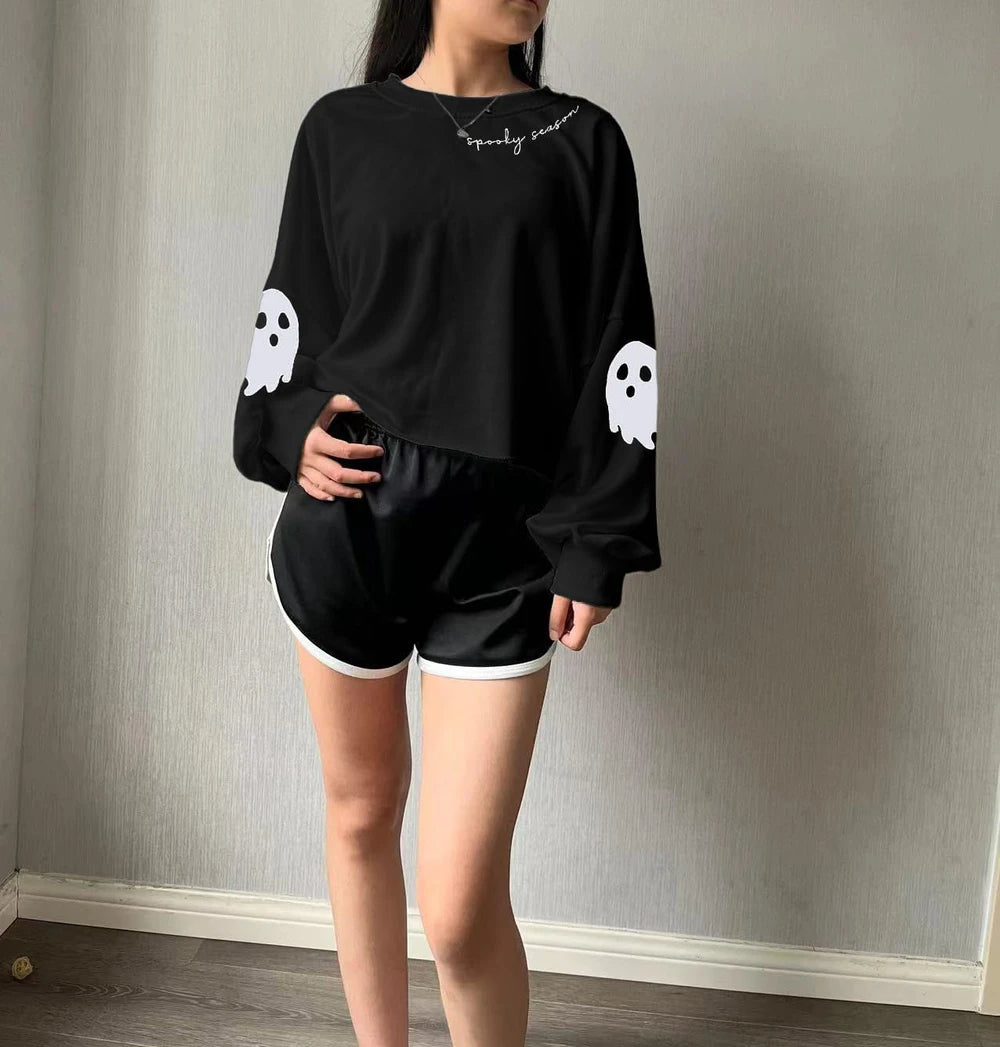 Spooky Graphic Crop Sweatshirt