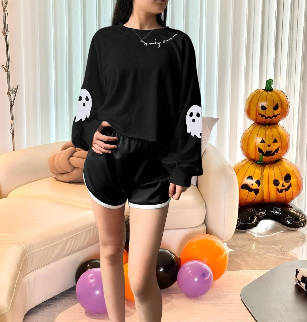 Spooky Graphic Crop Sweatshirt