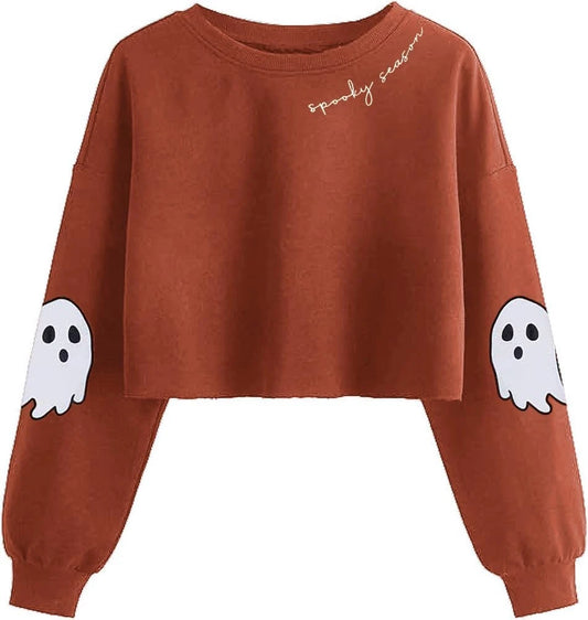 Graphic Halloween Crop Sweatshirt