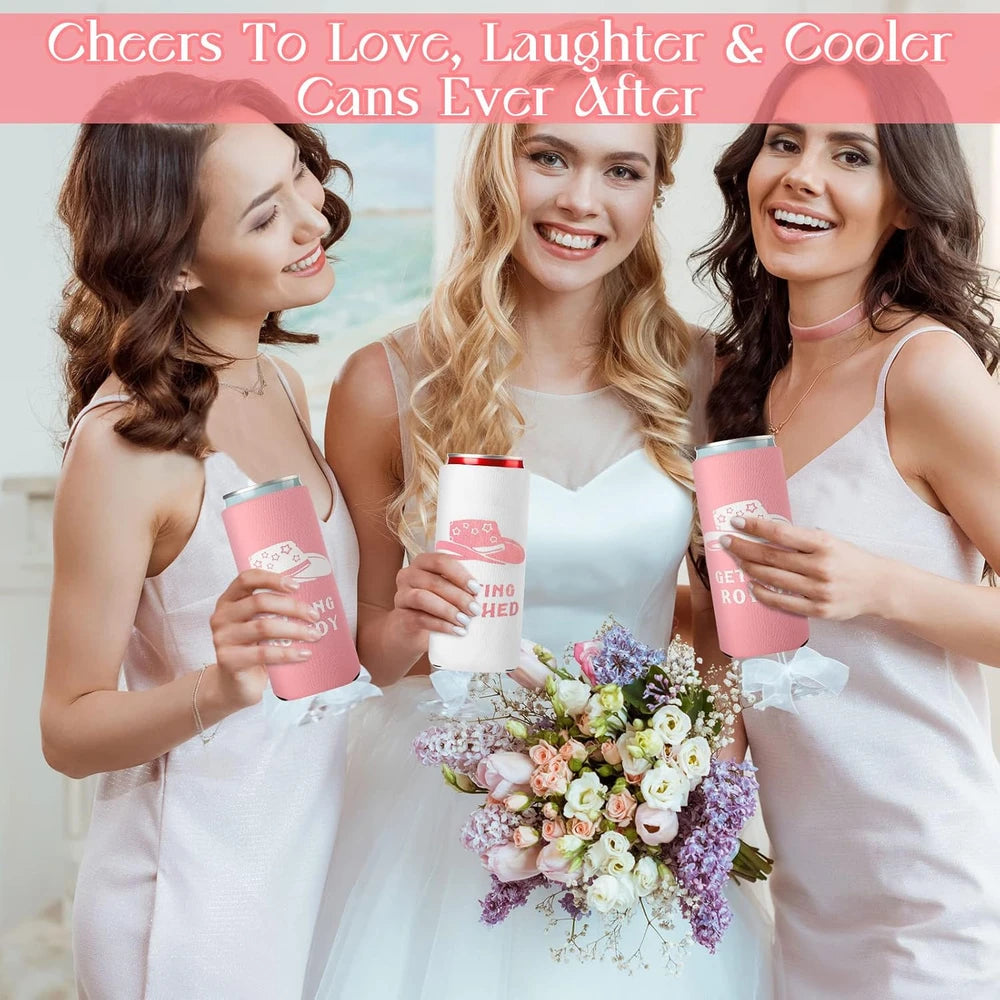 Pink Bachelorette Can Cooler Set