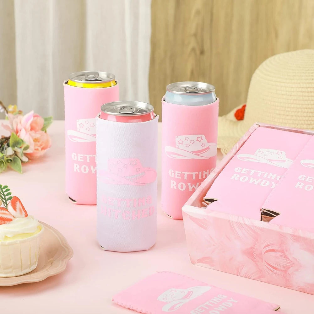 Pink Bachelorette Can Cooler Set
