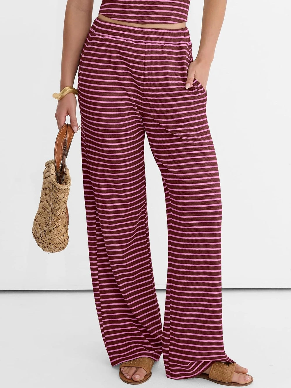 Striped Tube Top Lounge Set