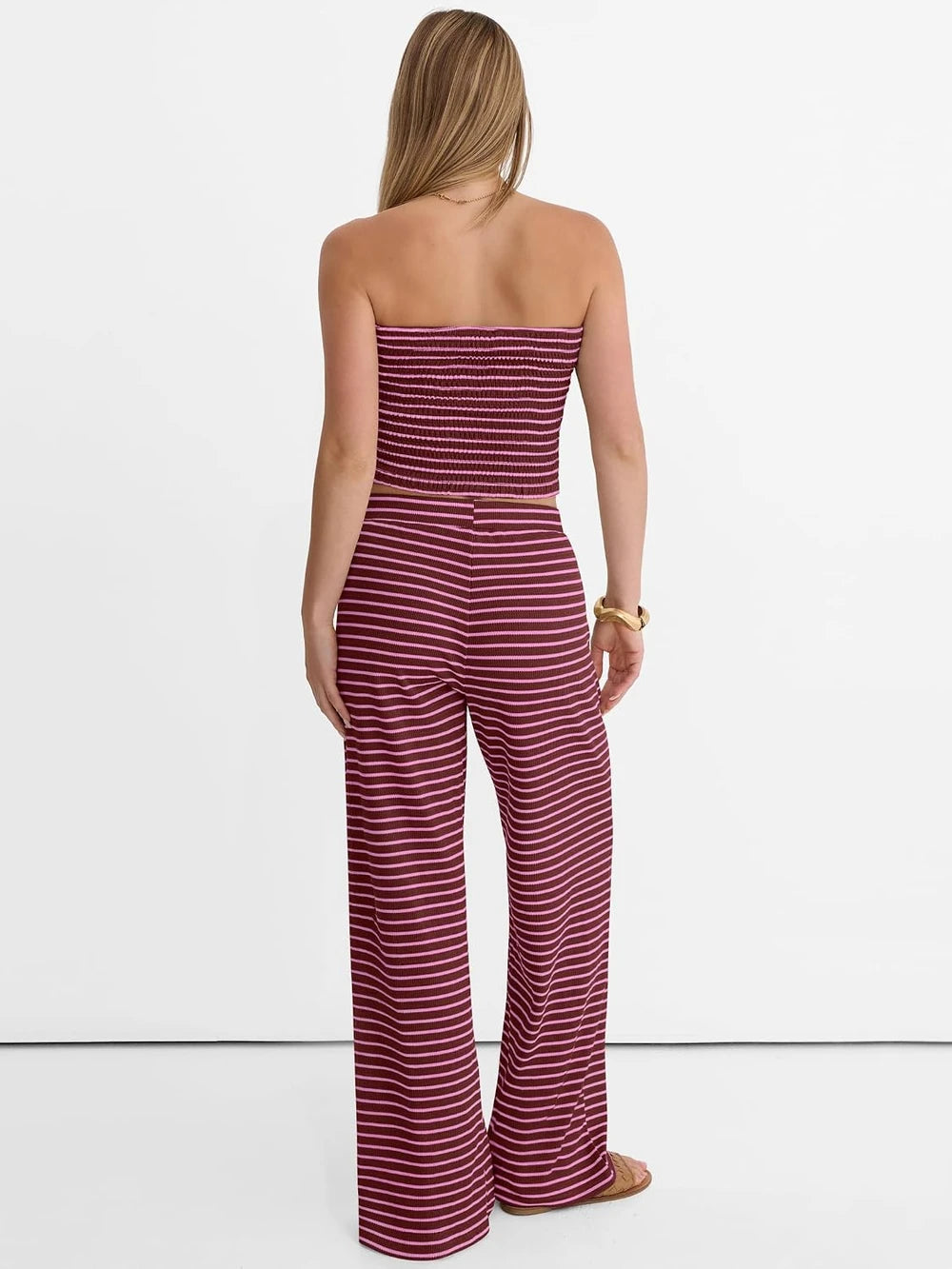 Striped Tube Top Lounge Set