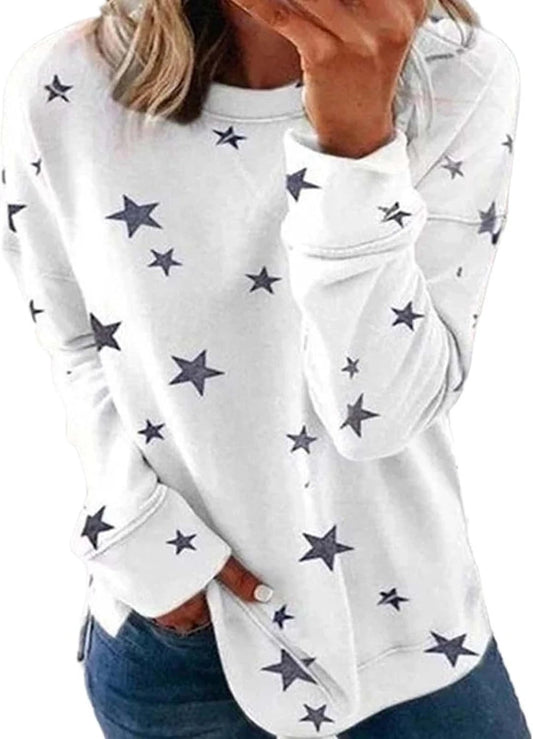 Womens Star Graphic Crew Neck Sweatshirt