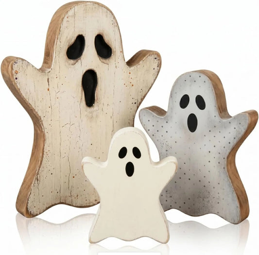 Rustic Wooden Halloween Ghost Decor
