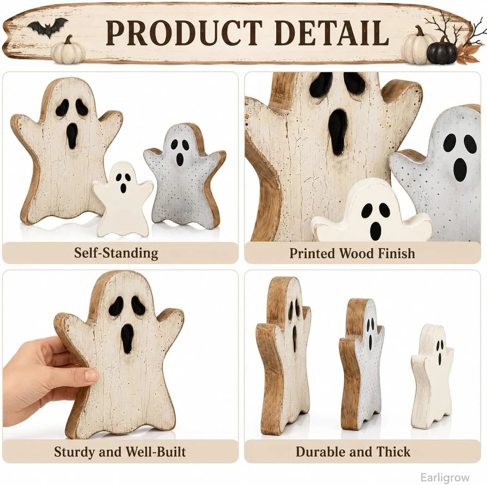 Rustic Wooden Halloween Ghost Decor