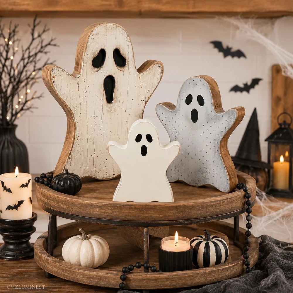 Rustic Wooden Halloween Ghost Decor