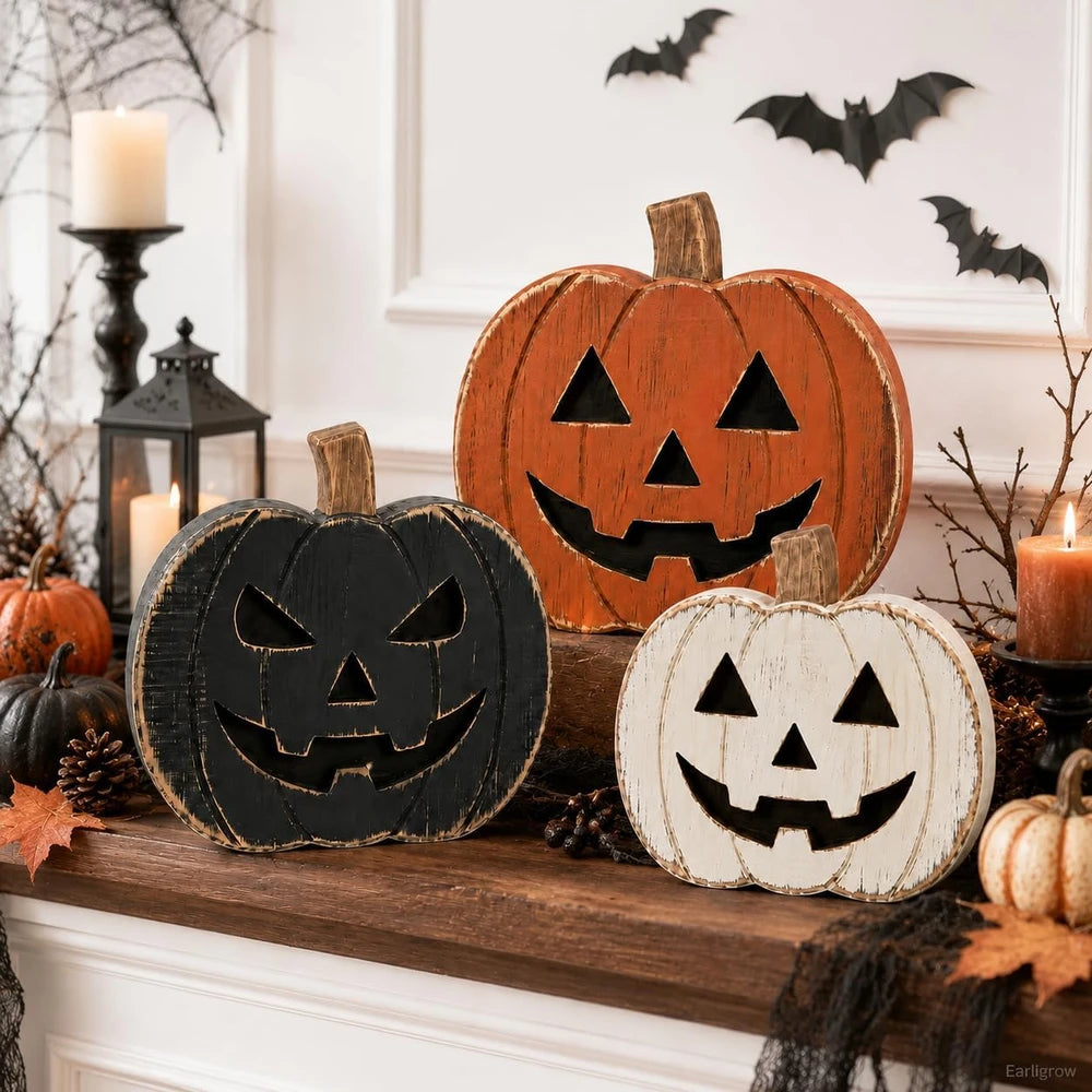 Rustic Wooden Pumpkin Decor Set