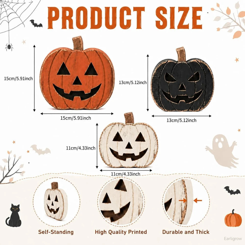 Rustic Wooden Pumpkin Decor Set