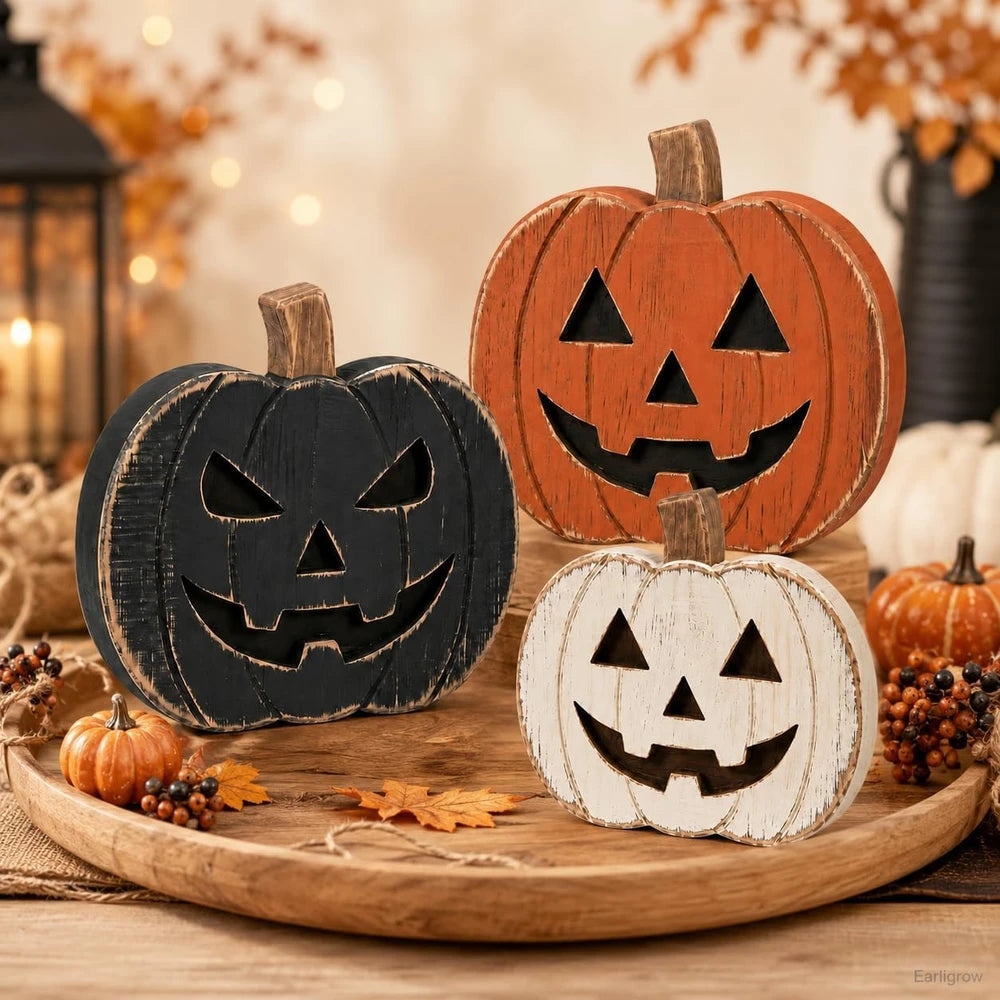 Rustic Wooden Pumpkin Decor Set