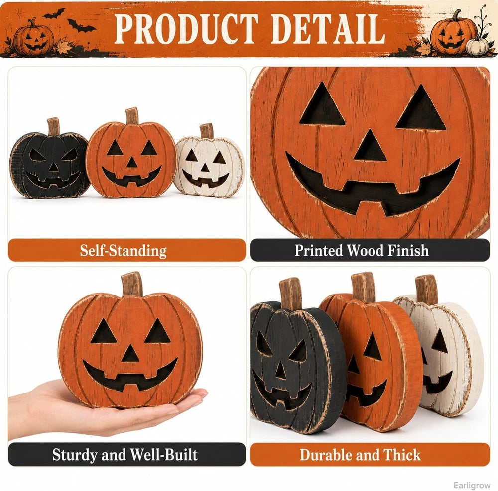 Rustic Wooden Pumpkin Decor Set