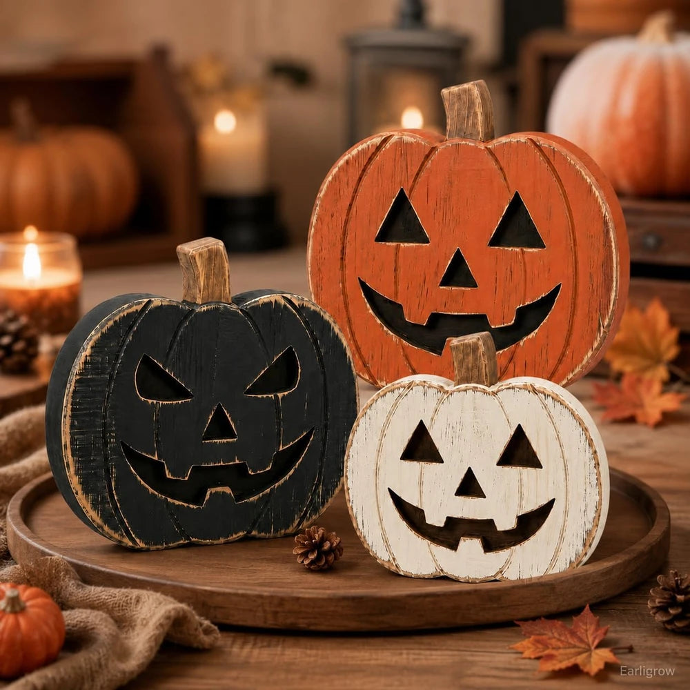 Rustic Wooden Pumpkin Decor Set