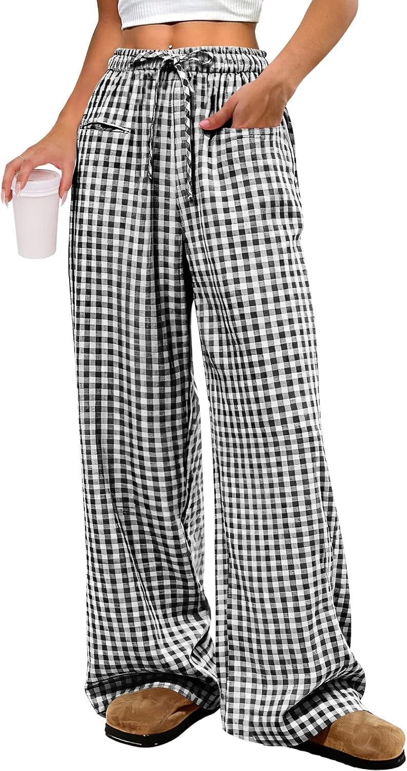 Womens Striped Gingham Lounge Pants