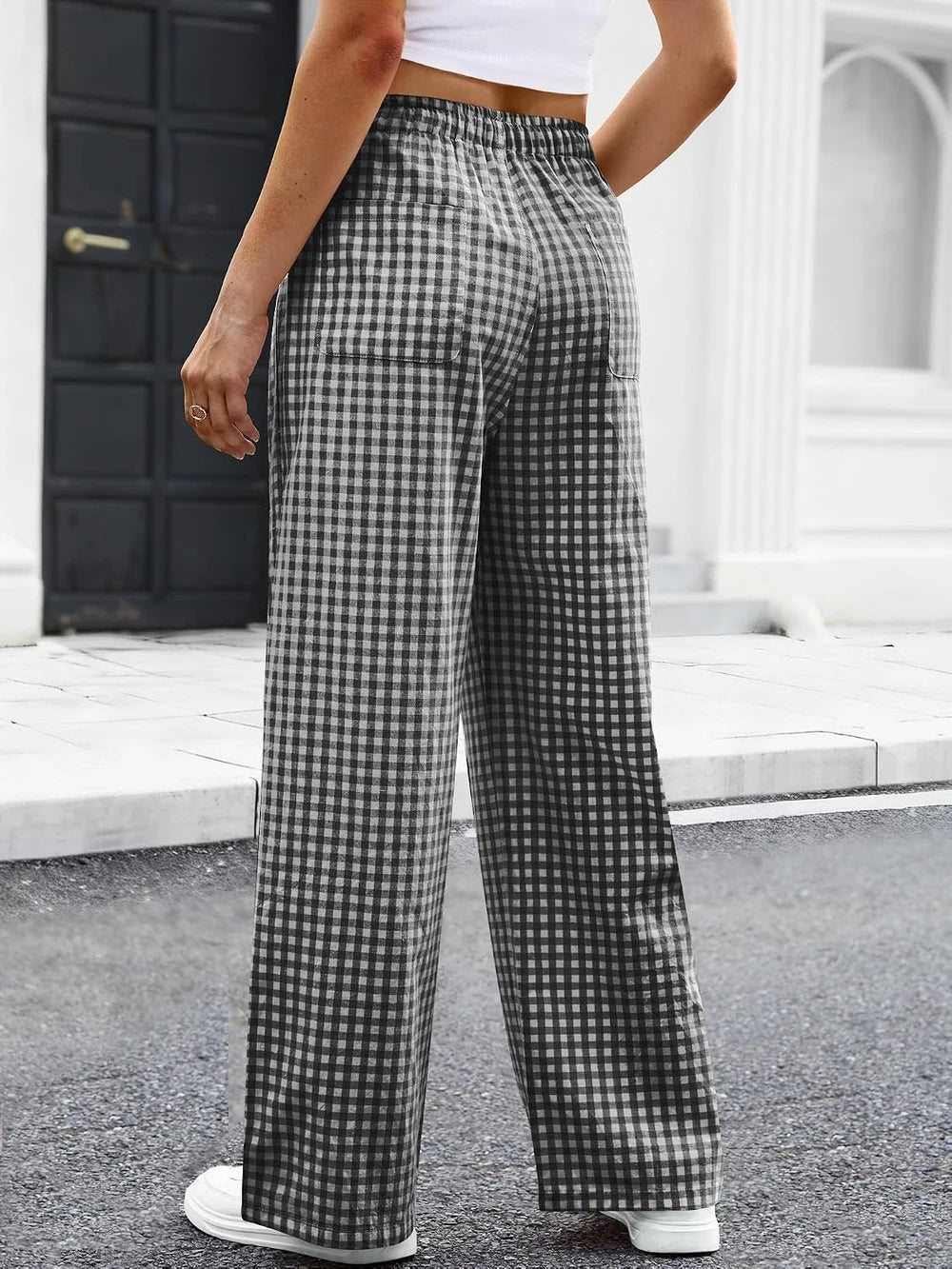 Womens Striped Gingham Lounge Pants