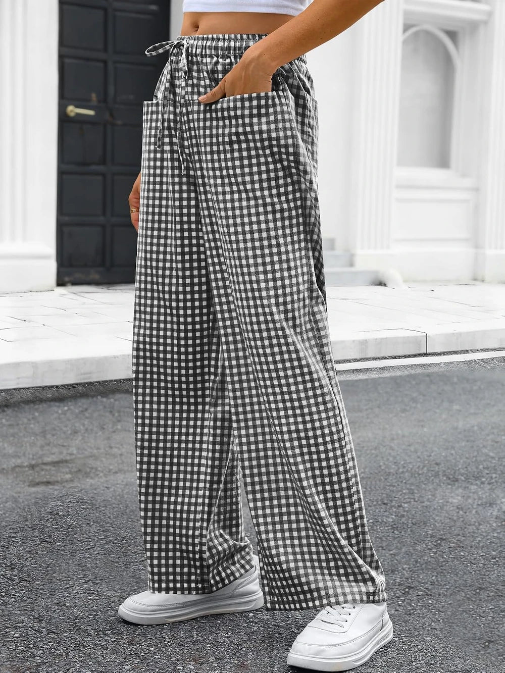 Womens Striped Gingham Lounge Pants
