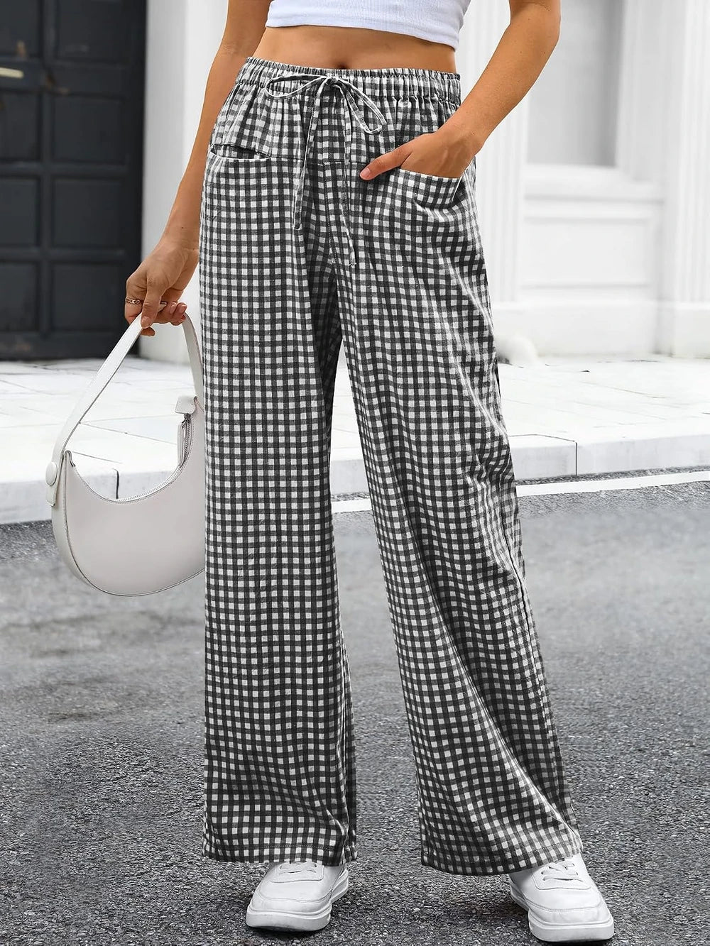 Womens Striped Gingham Lounge Pants