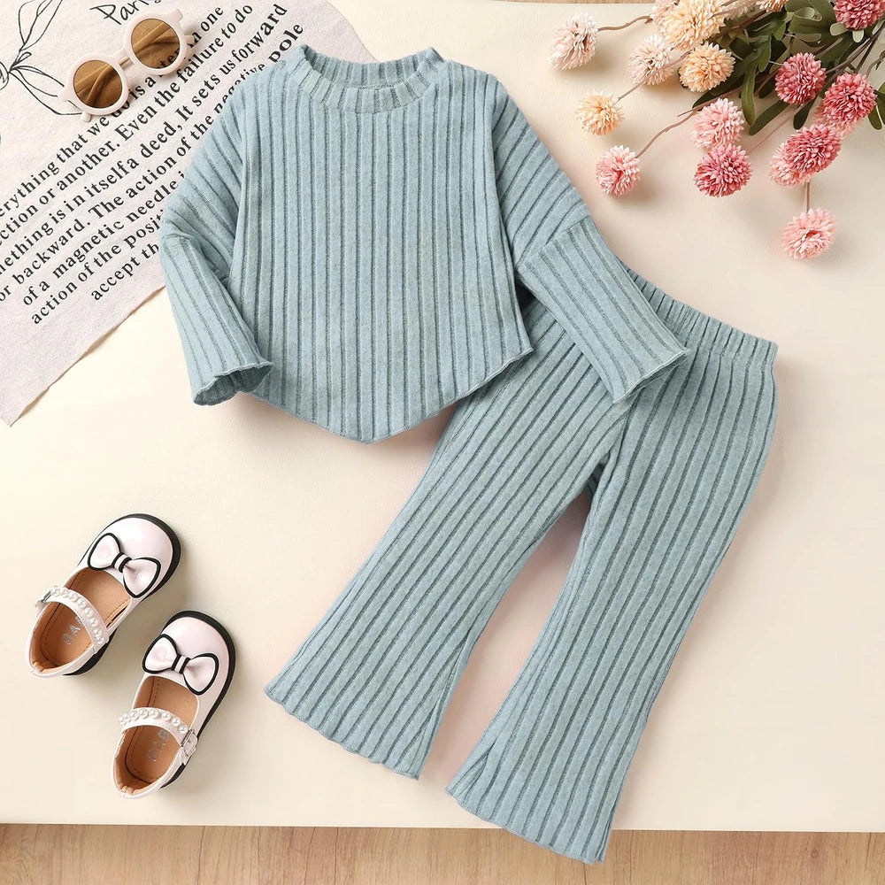 Ribbed Knit Toddler Girl Outfit Set