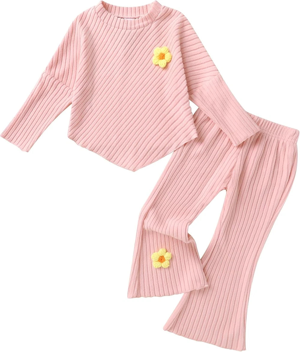 Ribbed Knit Flare Pants Outfit