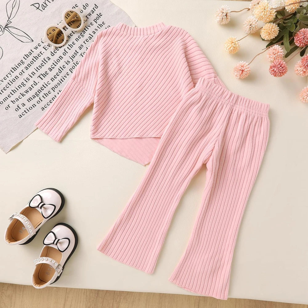 Ribbed Knit Flare Pants Outfit