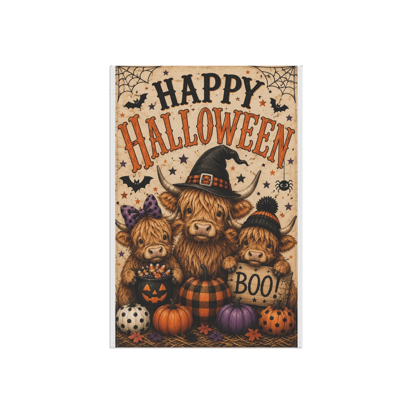Happy Halloween Farm Cows Garden Flag