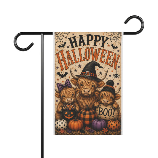 Happy Halloween Farm Cows Garden Flag