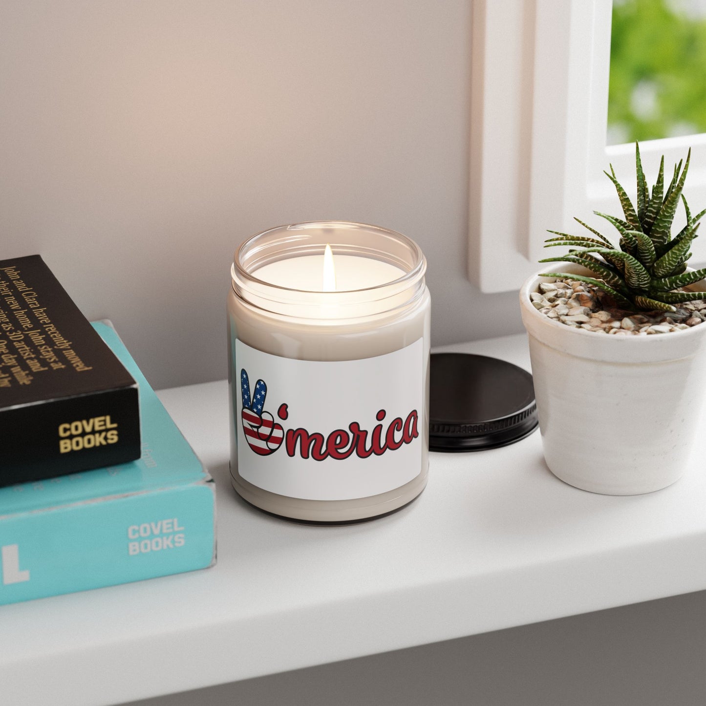 ’Merica Patriotic Soy Candle — 9 oz Americana Scented Jar (Fourth of July Gift)