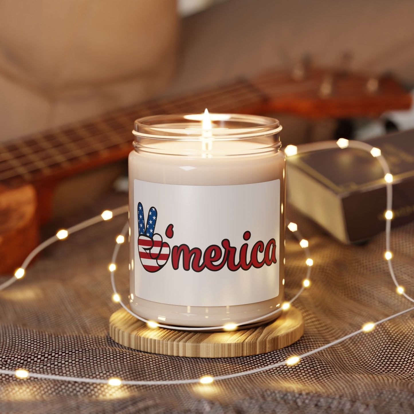 ’Merica Patriotic Soy Candle — 9 oz Americana Scented Jar (Fourth of July Gift)