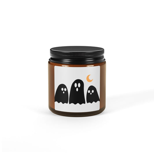 Halloween Ghosts Soy Candle — Amber Jar Scented Candle (Multi-Size)