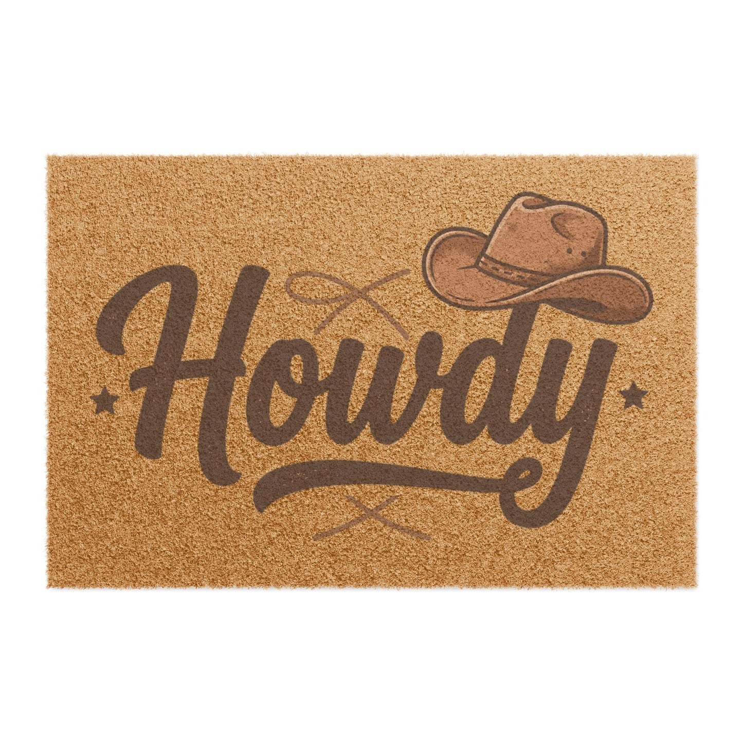 Howdy Doormat - Rustic Cowboy Welcome Mat with Western Hat Design