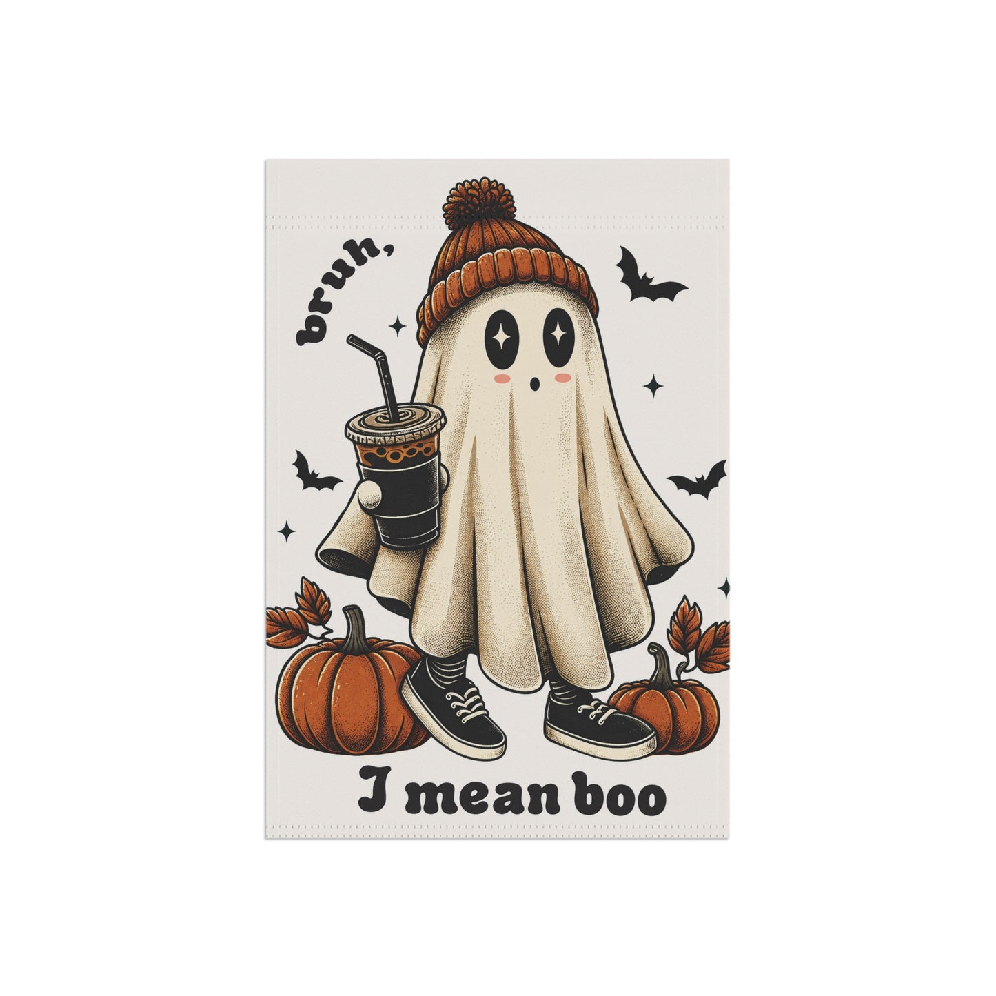 Halloween Garden Flag - Cute Ghost "I Mean Boo" Pumpkin Yard Banner